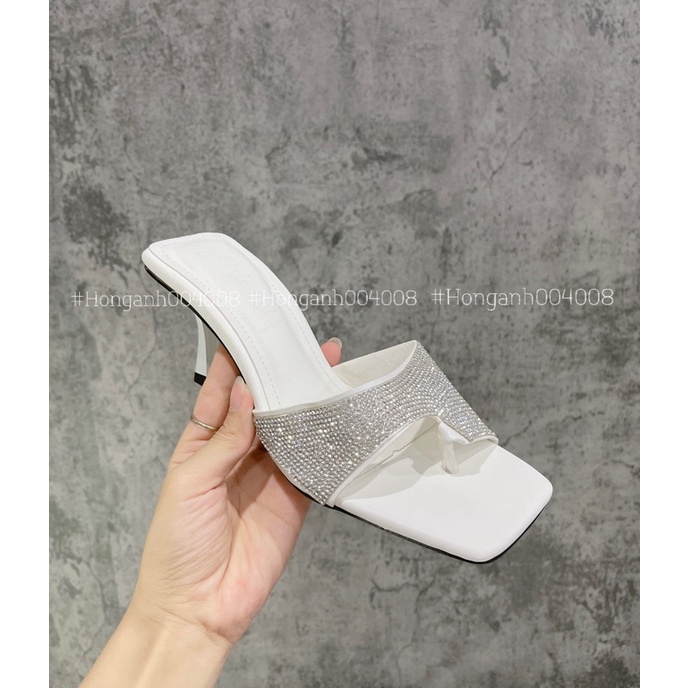 Guốc quai ngang đính đá gót cao 5p mẫu mới cho nữ g139