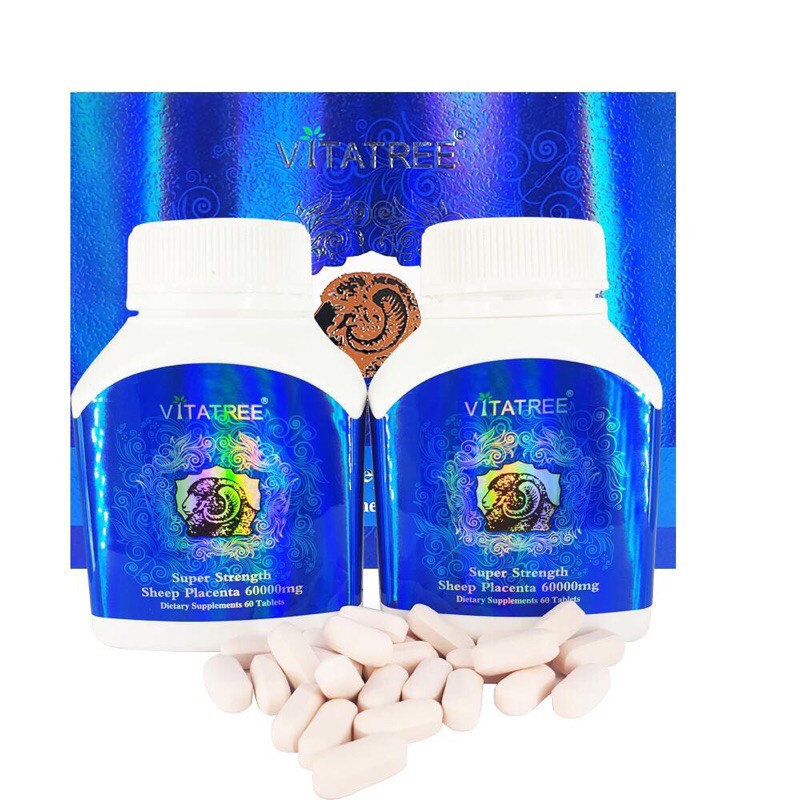 Combo 2 Hủ Viên Uống Đẹp Da Nhau Thai Cừu VITATREE - Sheep Placenta 60000mg 120 viên