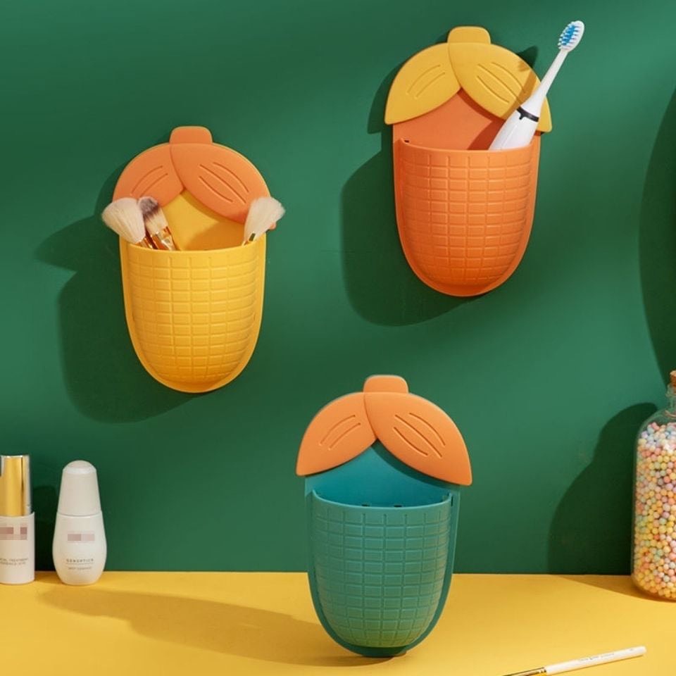 Hộp đựng bàn chải đánh răng, đồ trang điểm dán tường hình bắp ngô dễ thương