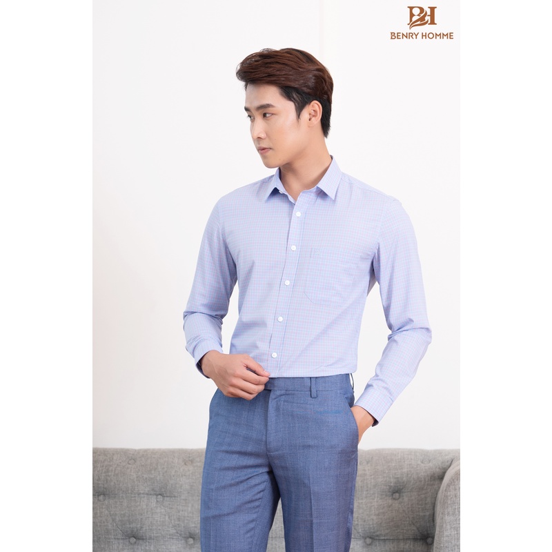 Áo sơ mi nam cổ bẻ Benry homme, Chất liệu sợi gỗ tuyết tùng, chống nhăn nhàu