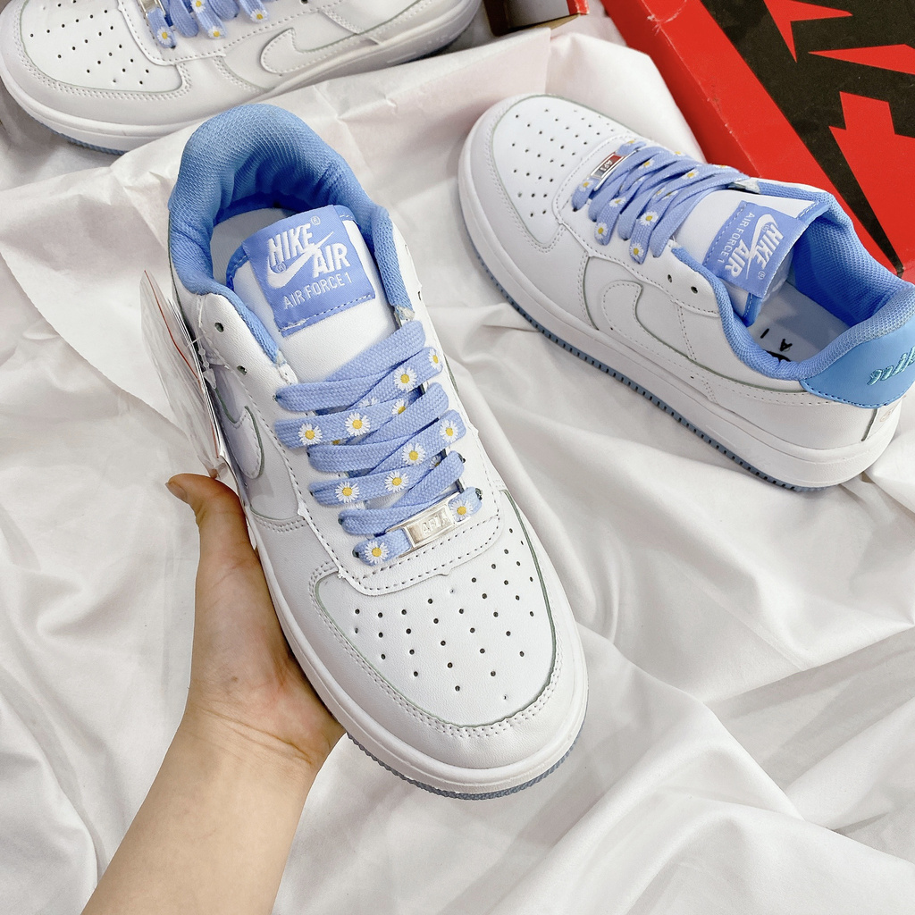 Giày Thể Thao Nữ Ngô Thắng For Hoa Trắng Pha Xanh