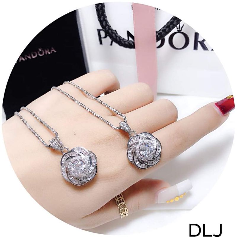 DÂY CHUYỀN MẶT HOA BẠC XI KIM