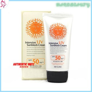 Kem chống nắng [Dùng Là Mê -Hàng Auth] Kem chống nắng 3W Clinic Intensive UV Sunblock Cream SPF 50 PA+++ 70ml