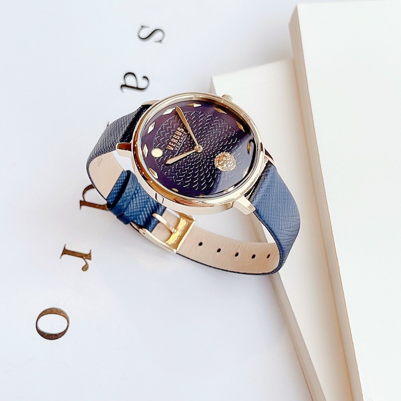 Đồng hồ nữ Versus dây da xanh navy, kích thước 36mm