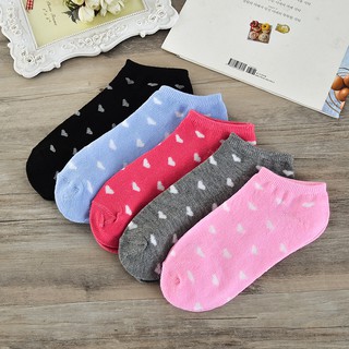 Vớ cổ ngắn thêu trái tim nhiều màu