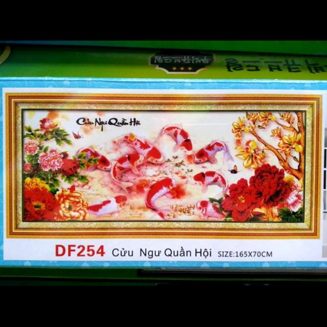 Tranh đính đá  cửu ngư quần hội DF254