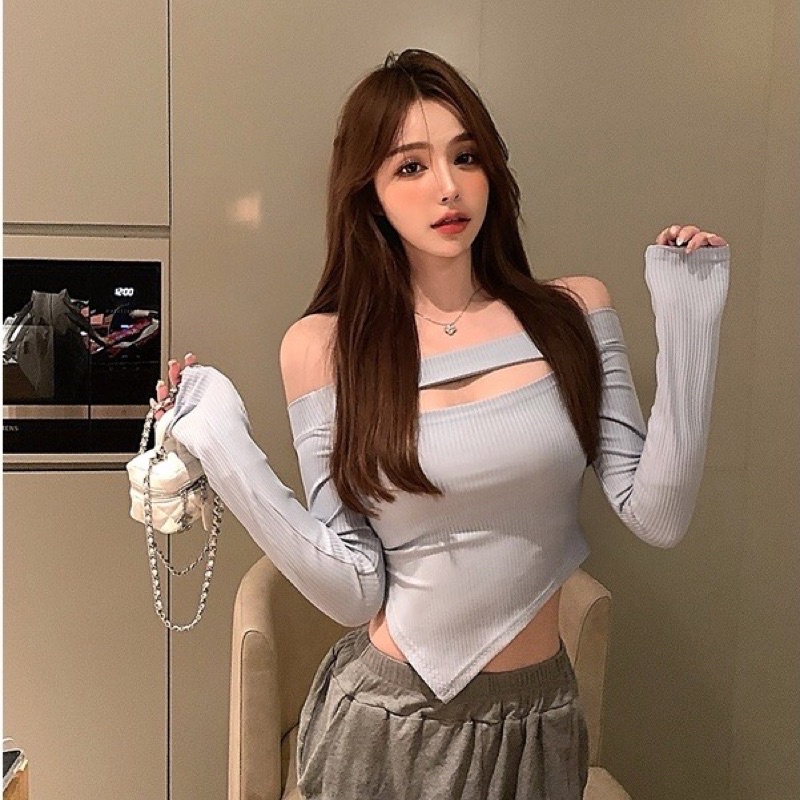 Áo tay dài kèm choker siêu xinh ( Video chất vải )
