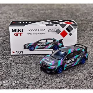 Xe Mô Hình Honda Civic Type R (Fk8) HKS 2018 Time Attack LHD 1:64 MiniGT ( Đen Xanh )