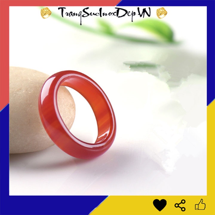 Nhẫn mã não đá đỏ tự nhiên liền khối sáng đẹp, nhiều size dễ chọn, Đeo tay vạn sự may, tặng hộp đựng xinh xắn