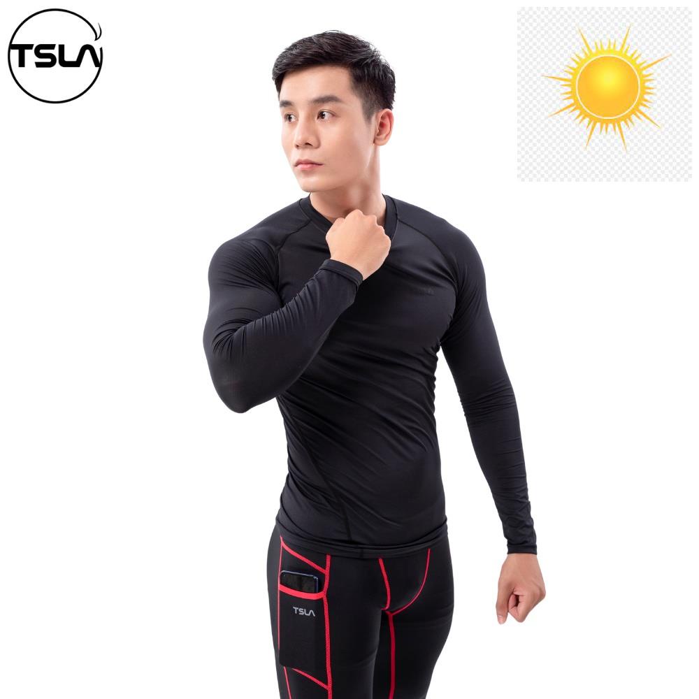 ️🎽 Áo thể thao nam combat tay dài TSLA ôm body chất vải co giãn 4 chiều tập gym chơi thể thao chống tia UV ️🎽