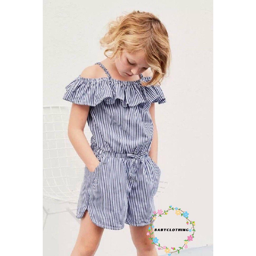 ღWSVღSummer Baby Girls Stripe Romper Kids Toddler Jumpsuit Playsuit Outfits Clothes