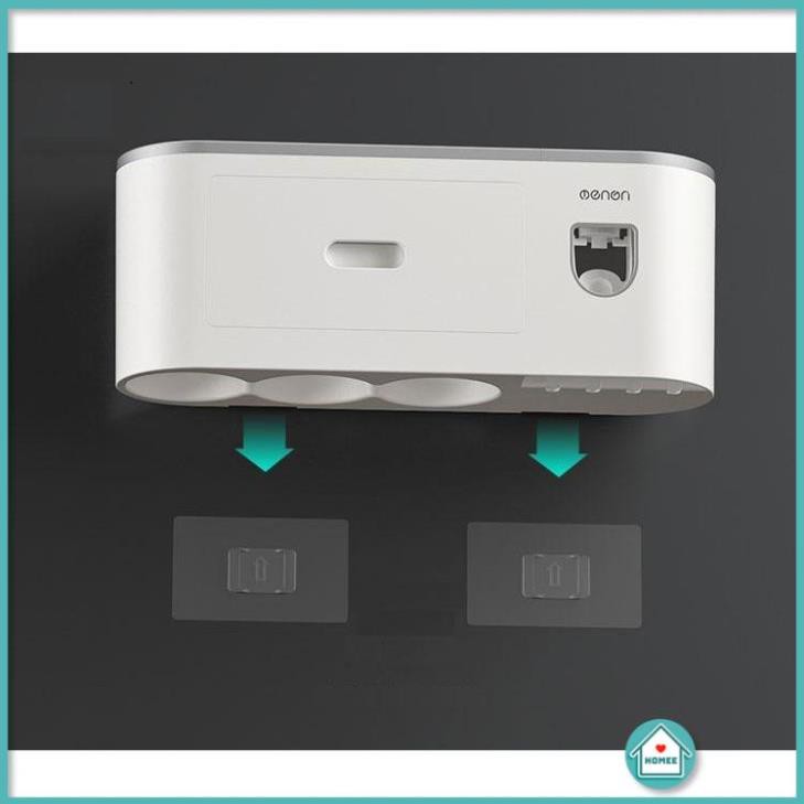 Kệ Để Đồ Phòng Tắm Bóp Kem Đánh Răng, Treo Bàn Chải Và Cốc Đánh Răng Tiện Lợi Bộ 3 Cốc Homee Shop