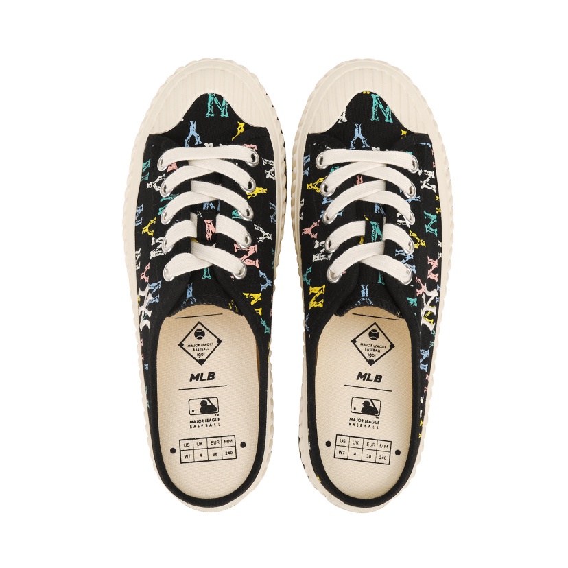 Giày Sneaker Thể Thao Nữ MLB Playball Mule Monogram NY Black - Dee Store VN