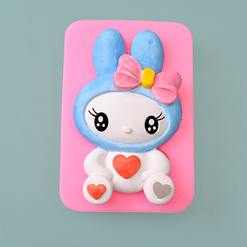 Khuôn Silicone Làm Bánh Hình Thỏ Trắng Đáng Yêu