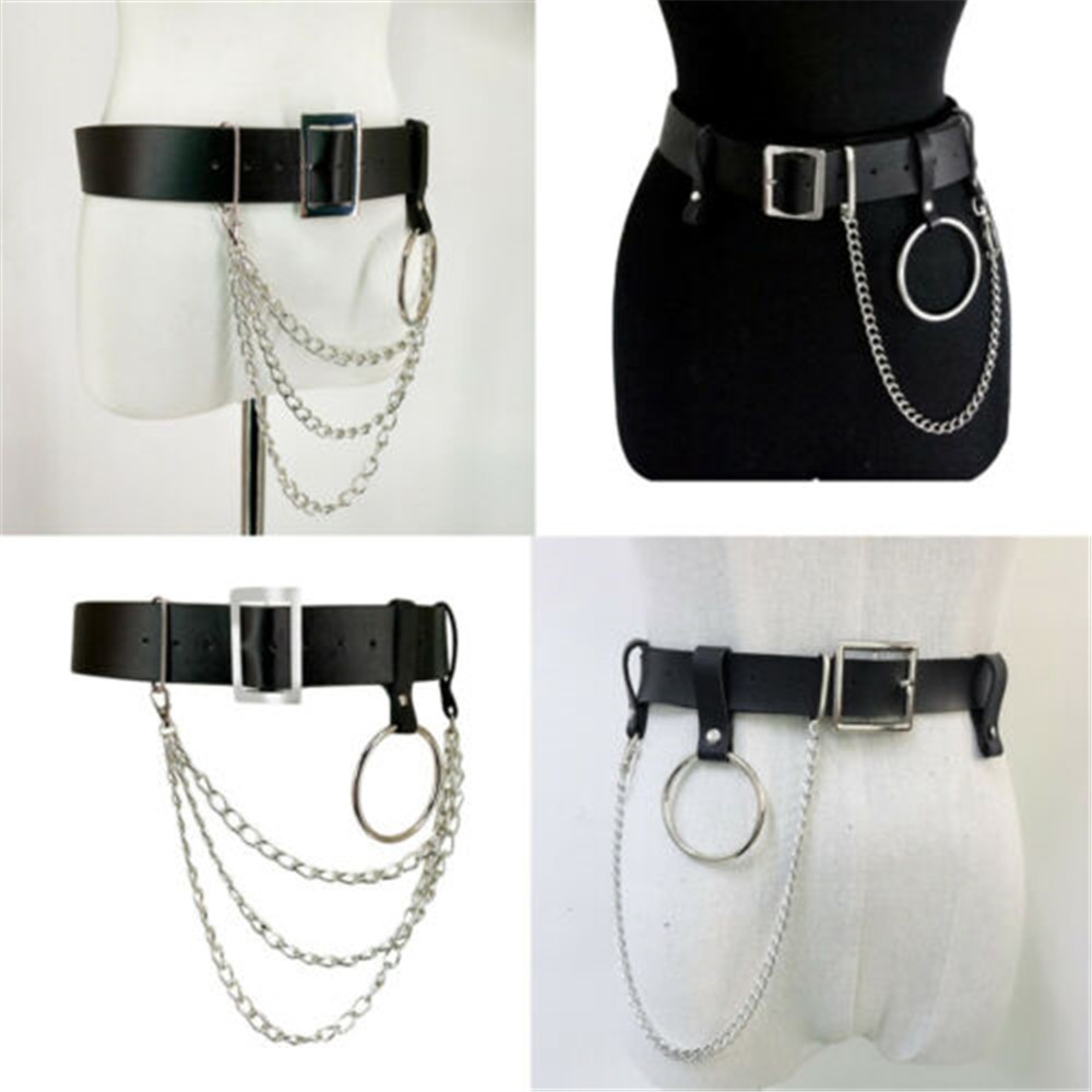 🌵CACTU🌵 Fashion Tassel Belt Metal Belly Necklace Waist Chain Pu Leather New Rock Punk Hip Hop Body Jewelry