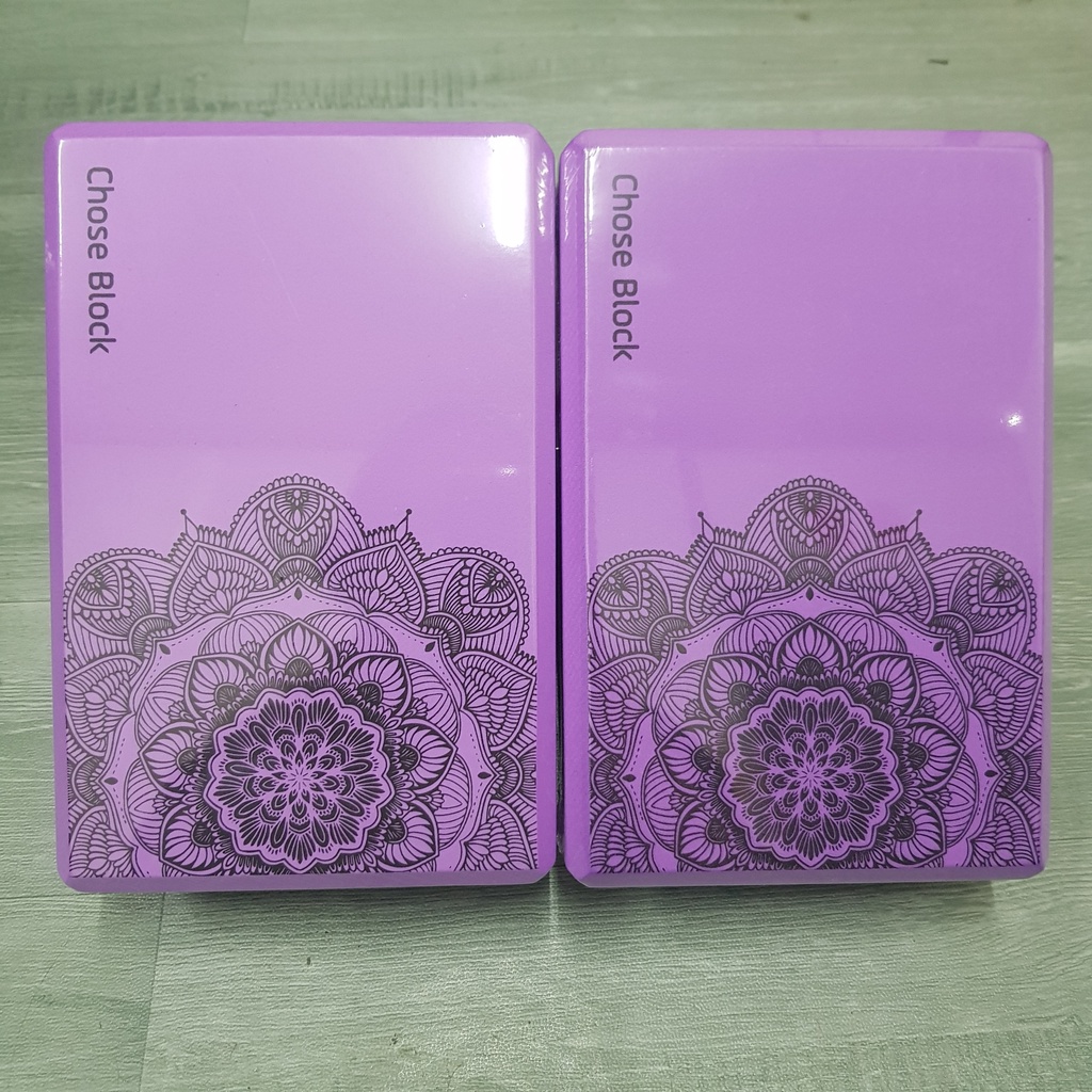Gạch tập Yoga cao cấp EVA 220g, block tập yoga hoa văn mới