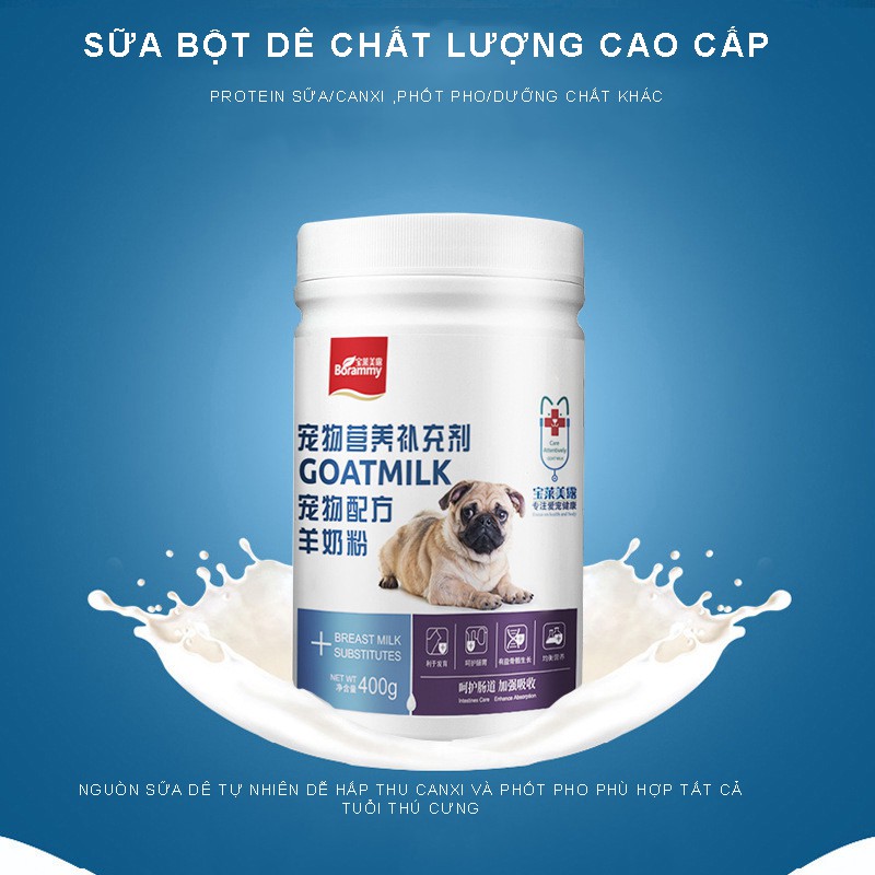 Sữa bột cho chó Boramy sữa dê nguyên chất cung cấp canxi tự nhiên cho chó - 400g