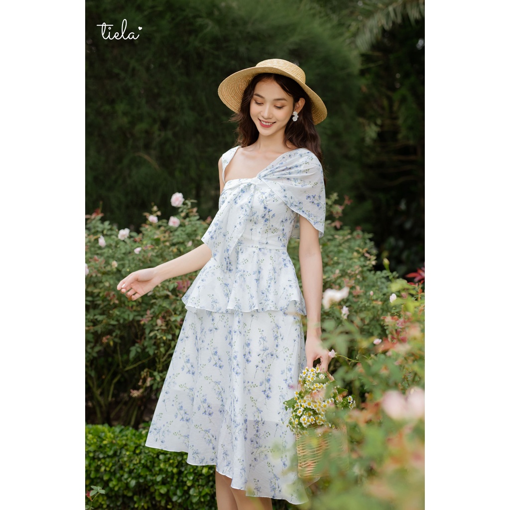 TIELA Đầm váy hoa vai chéo-SiLa Dress