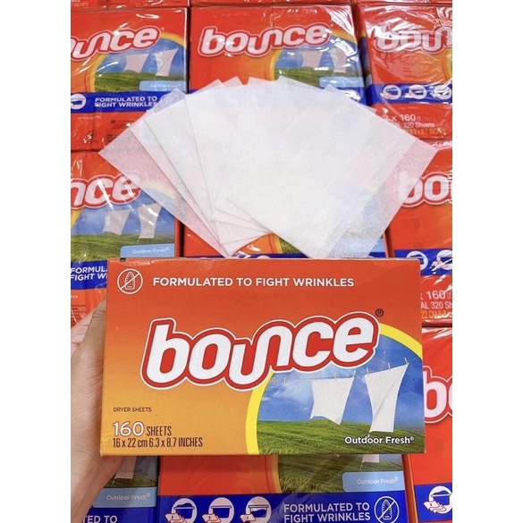 Giấy thơm quần áo Bounce 160 tờ của Mỹ, làm mềm vải