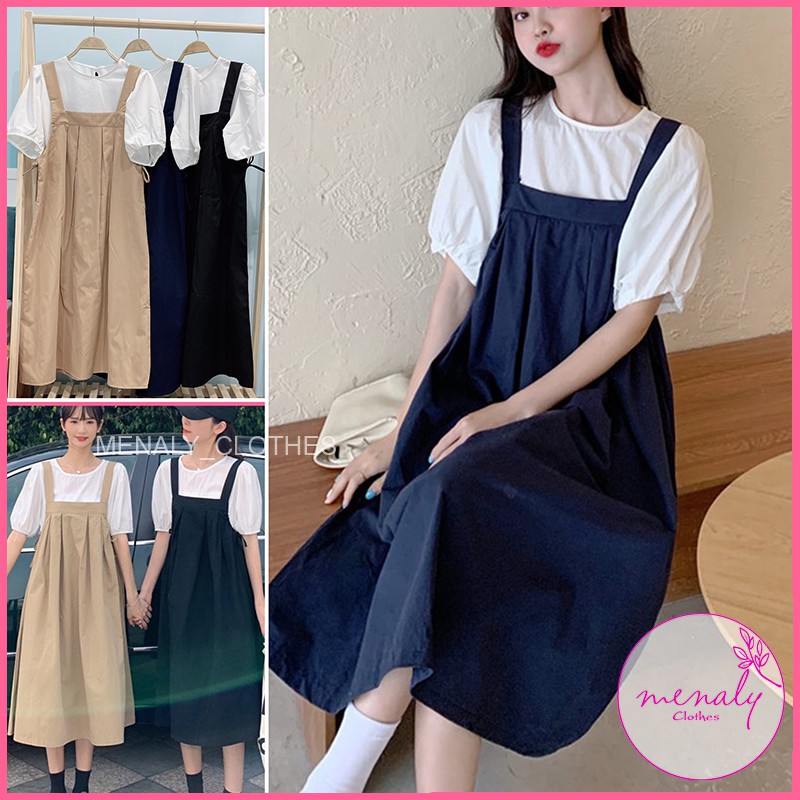 Váy yếm nữ ulzzang hàn quốc dáng dài 2 chi tiết VH042, mặc làm set bạn thân hoặc mặc rời đều đẹp, bầu bí bon chen