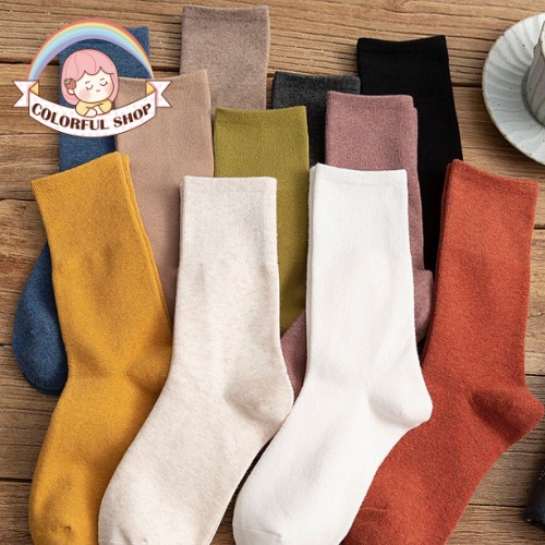 Tất Nữ Nhún Cao Cổ Phong Cách Vintage Hàn Quốc nhiều màu sắc lựa chọn