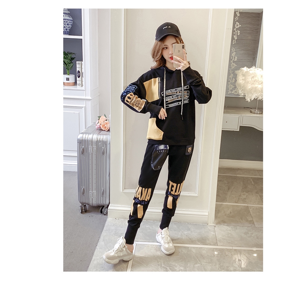 Bộ đồ thể thao thời trang năng động cho nữ mùa thu đông 2019 kiểu Hàn Quốc