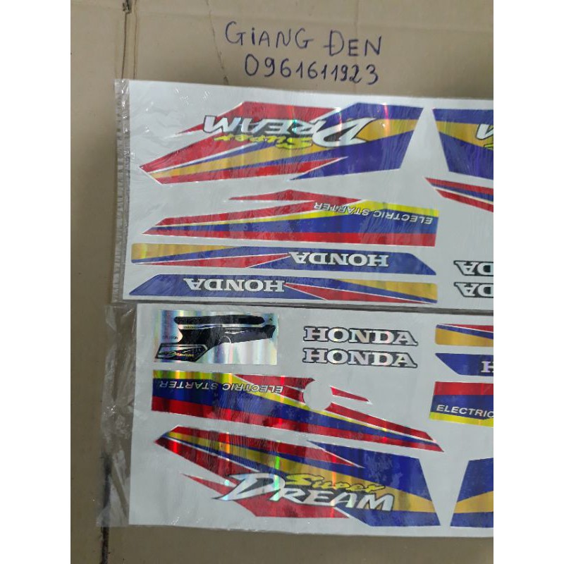 tem 7 màu dán xe dream (màu xanh)