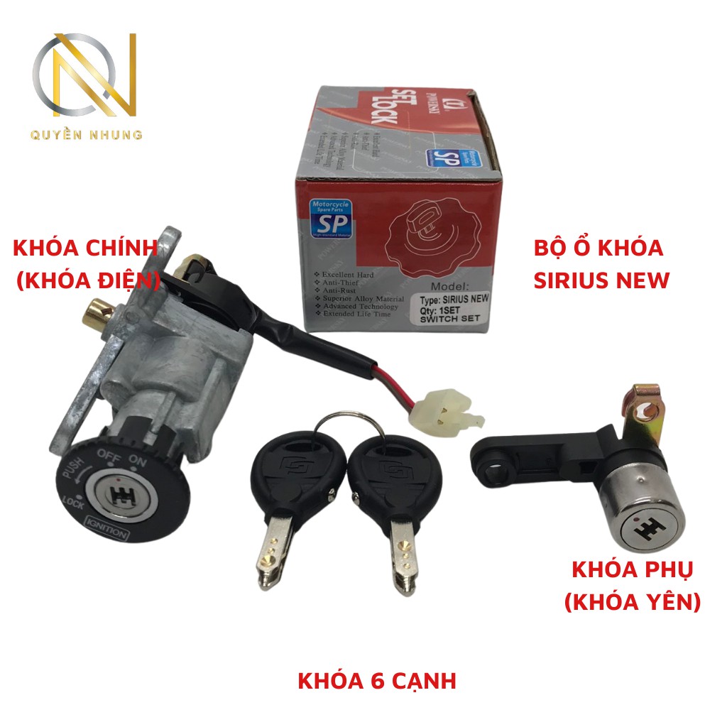 Bộ ổ khóa xe máy SIRIUS 6 cạnh điện và yên