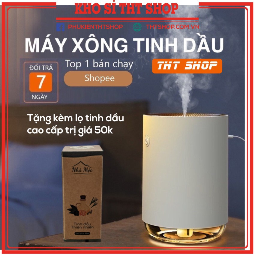 Máy Xông Tinh Dầu Cao Cấp Dùng cho Oto Phòng Ngủ Phòng Khách Máy Phun Sương Tạo Ẩm, Đèn LED Trang Trí Phòng Ngủ