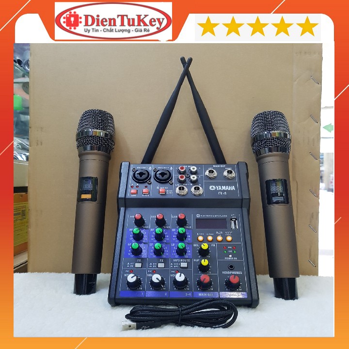 Mixer G4 Bluetooth thế hệ mới thiết bị livestream thu âm hát karaoke loa kéo cao cấp - Tặng Kèm 2 Micro Không Dây