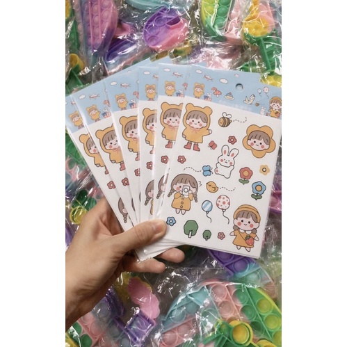 Sticker set 4 tấm phong cách dễ thương
