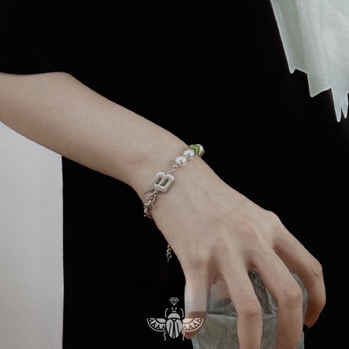 Vòng cổ Chuỗi Hạt Xanh Lá Tươi Mới Mùa Hè 2022 Bằng Thép Không Gỉ Cho Nam Và Nữ