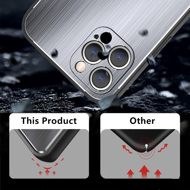 Ốp Điện Thoại Silicon Phối Kim Loại Nhôm Cứng Chống Sốc Sang Trọng Cho iPhone 12 11 13 Pro Max 12 13 Mini 11 Pro