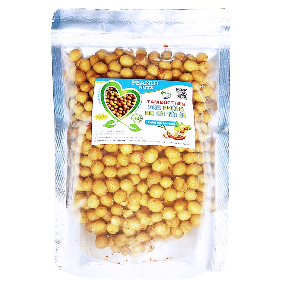 Combo 1KG: Đậu Phộng Da Cá Rang Tỏi Ớt/ Đậu Hà Lan Phô Mai Tâm Đức Thiện ( 2 x Túi 500GR)