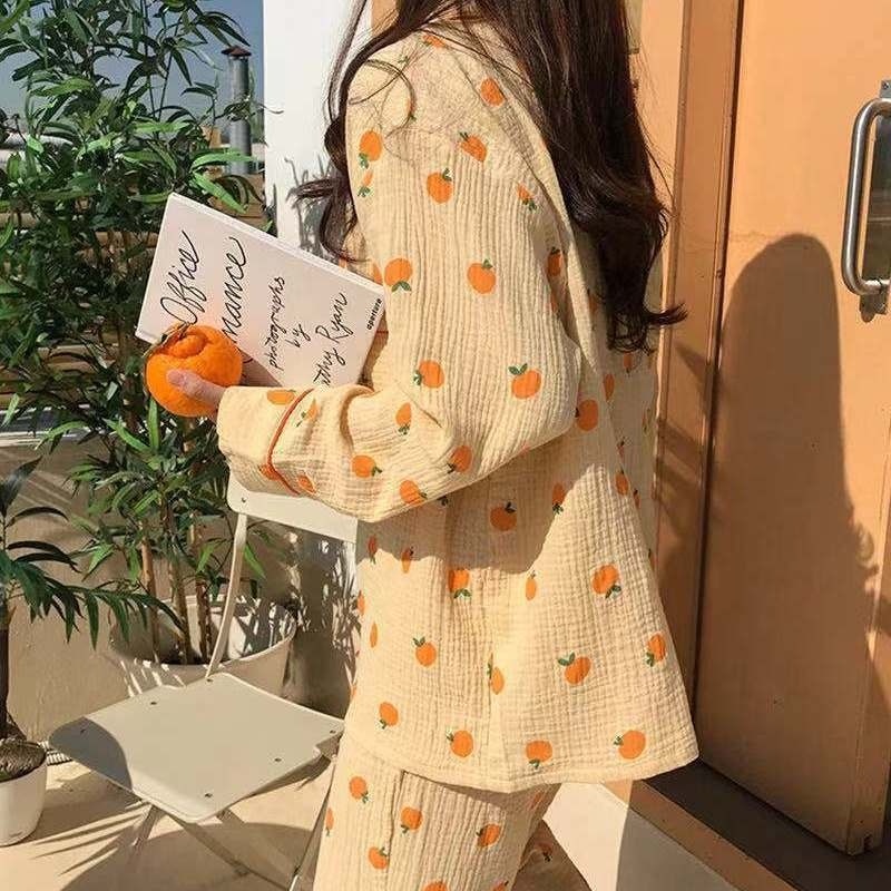 Bộ đồ ngủ dài tay Size lớn xinh xắn theo phong cách xuân thu nhật bản