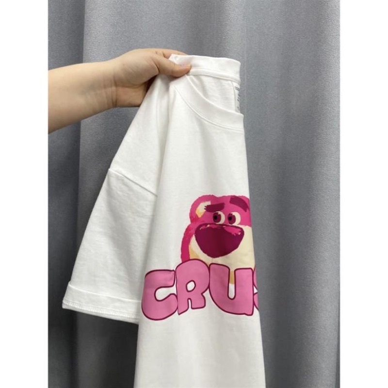 Áo Thun 3158 In Hình Gấu Dâu CRUSH Form Rộng Unisex Chất Cotton Khô Loại 1, Thoáng Mát, Thấm Hút Mồ Hôi - Gunn