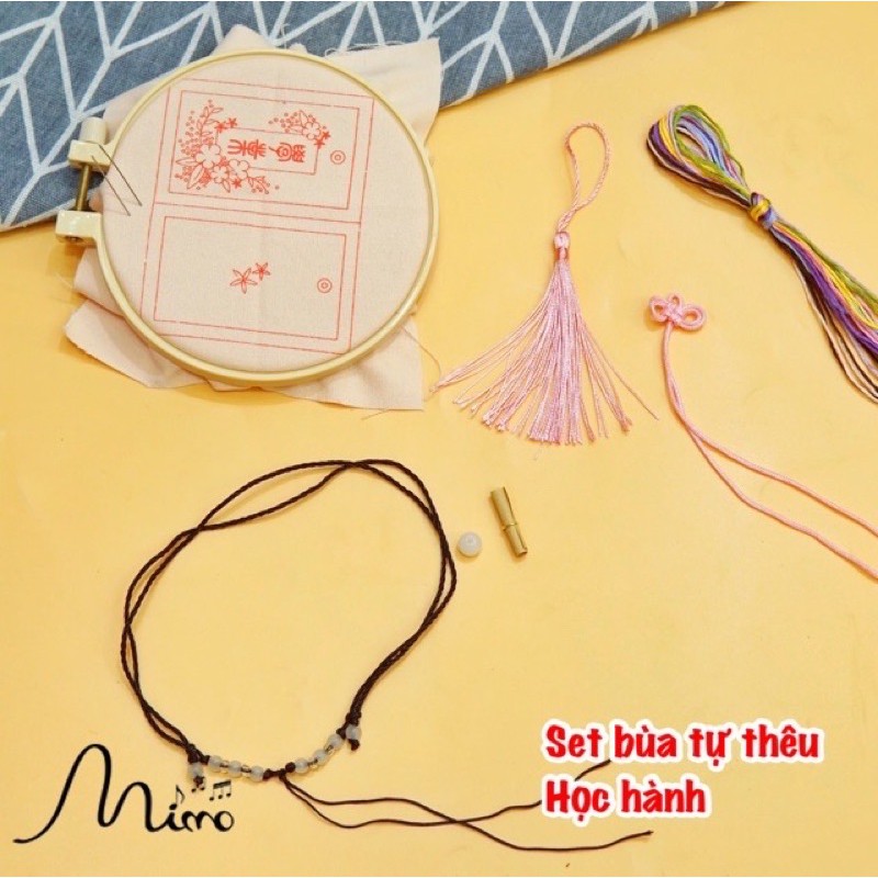 Bộ kit thêu túi thơm may mắn omamori Túi may mắn tự thêu handmade xinh xắn Cầu Phúc Bình An Đỗ Đạt May Mắn