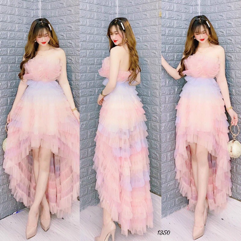 đầm tầng đuôi tôm phối màu ( ảnh và video thật 10000%)