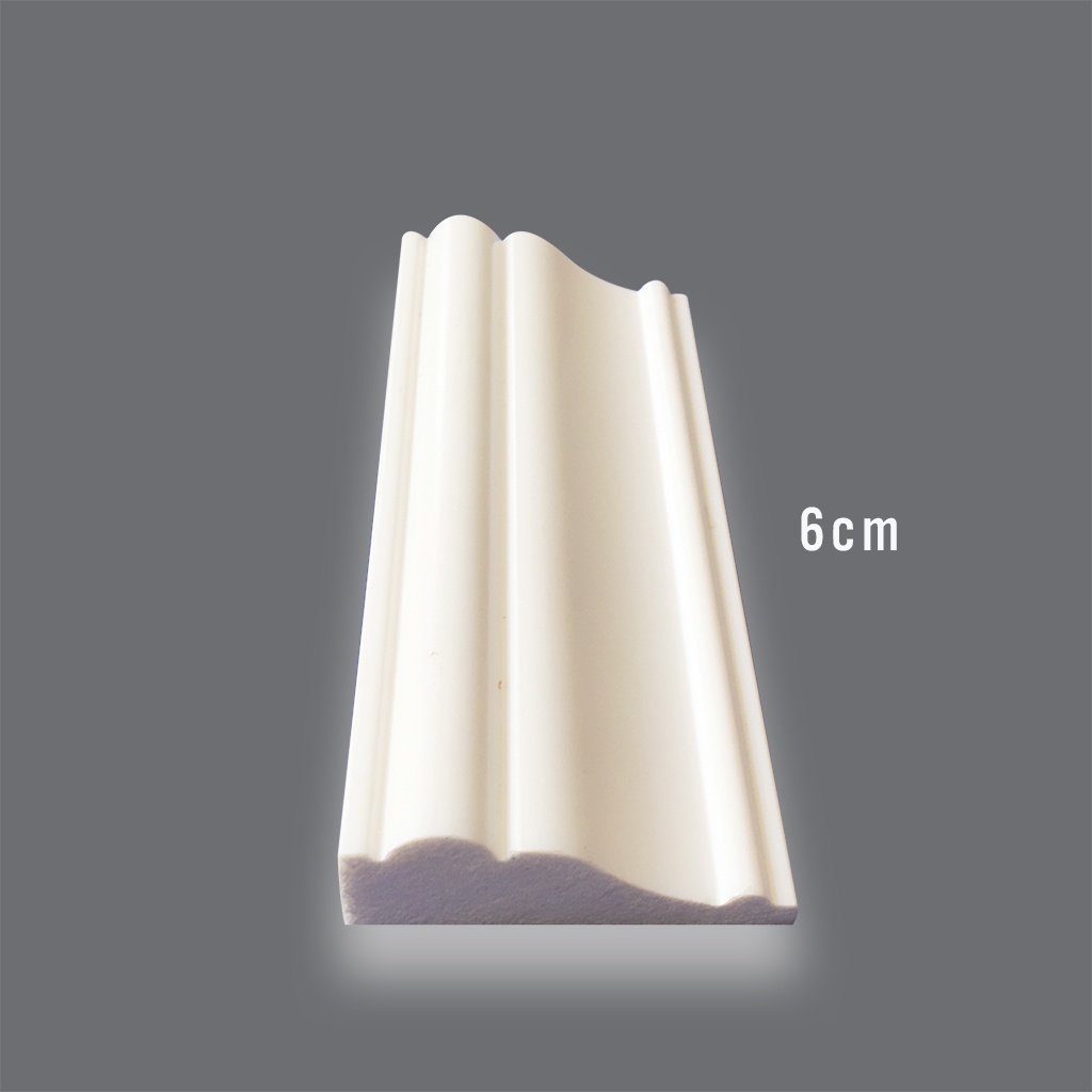 Phào chỉ nhựa ps, chỉ lưng 6cm trắng