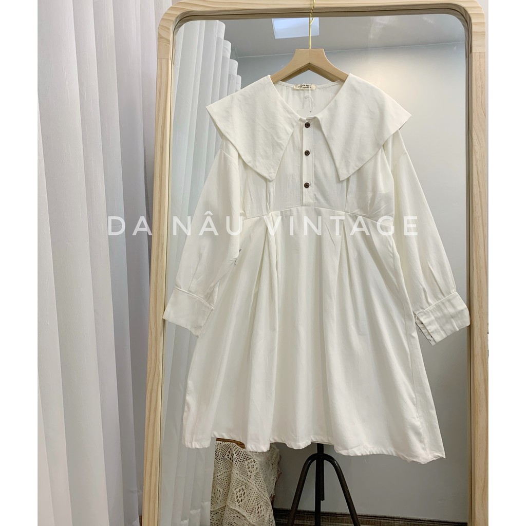 váy đầm babydoll cổ thuỷ thủ freesize 3 màu trắng , đen, xanh bơ hàng quảng châu cao cấp phong cách ulzzang  ཾ