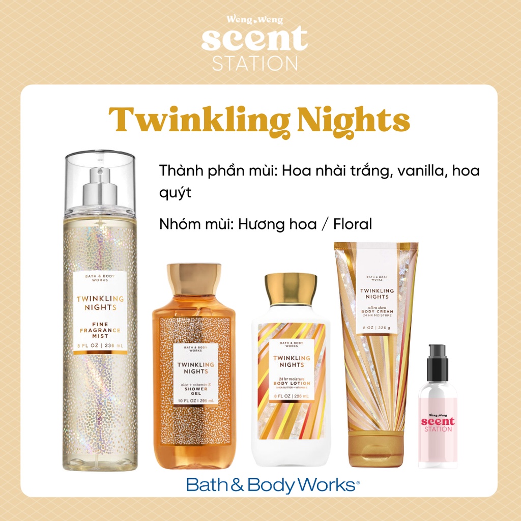 Bộ Sản Phẩm Chăm Sóc Cơ Thể Toàn Diện BBW mùi Twinkling Nights