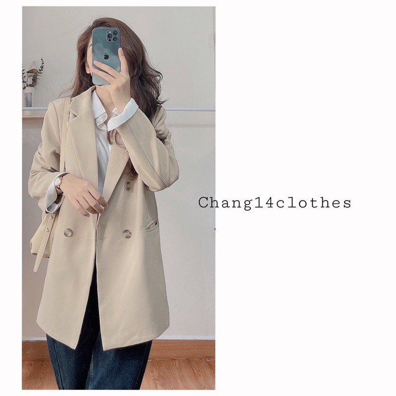 Áo khoác vest-blazer hàng thiết kế chất kate hàn 4 màu đen trắng xanh nâu be | BigBuy360 - bigbuy360.vn