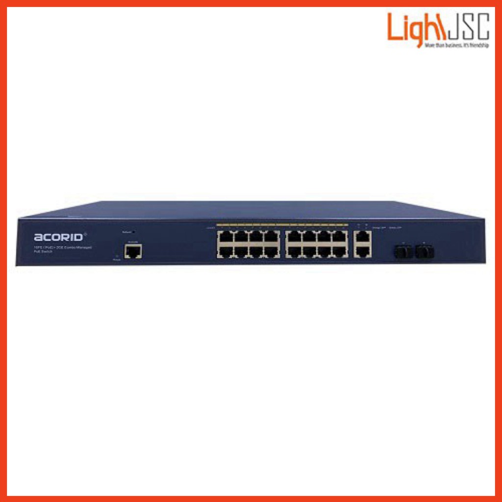 Switch PoE 16 cổng BASE-T PoE port x 2 cổng Uplink SFP Gigabit x 2 cổng GE Acorid LS7700-16P2C- 150W - Hàng Nhập Khẩu