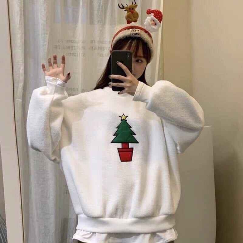 Sweater nữ - Áo sweater ulzzang thêu hình giáng sinh