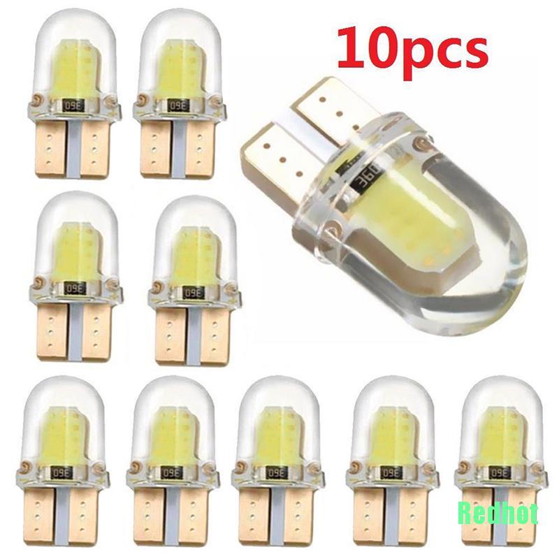 Bộ 10 Đèn Led T10 194 W5W Cob Silicone Chất Lượng Cao Cho Xe Hơi