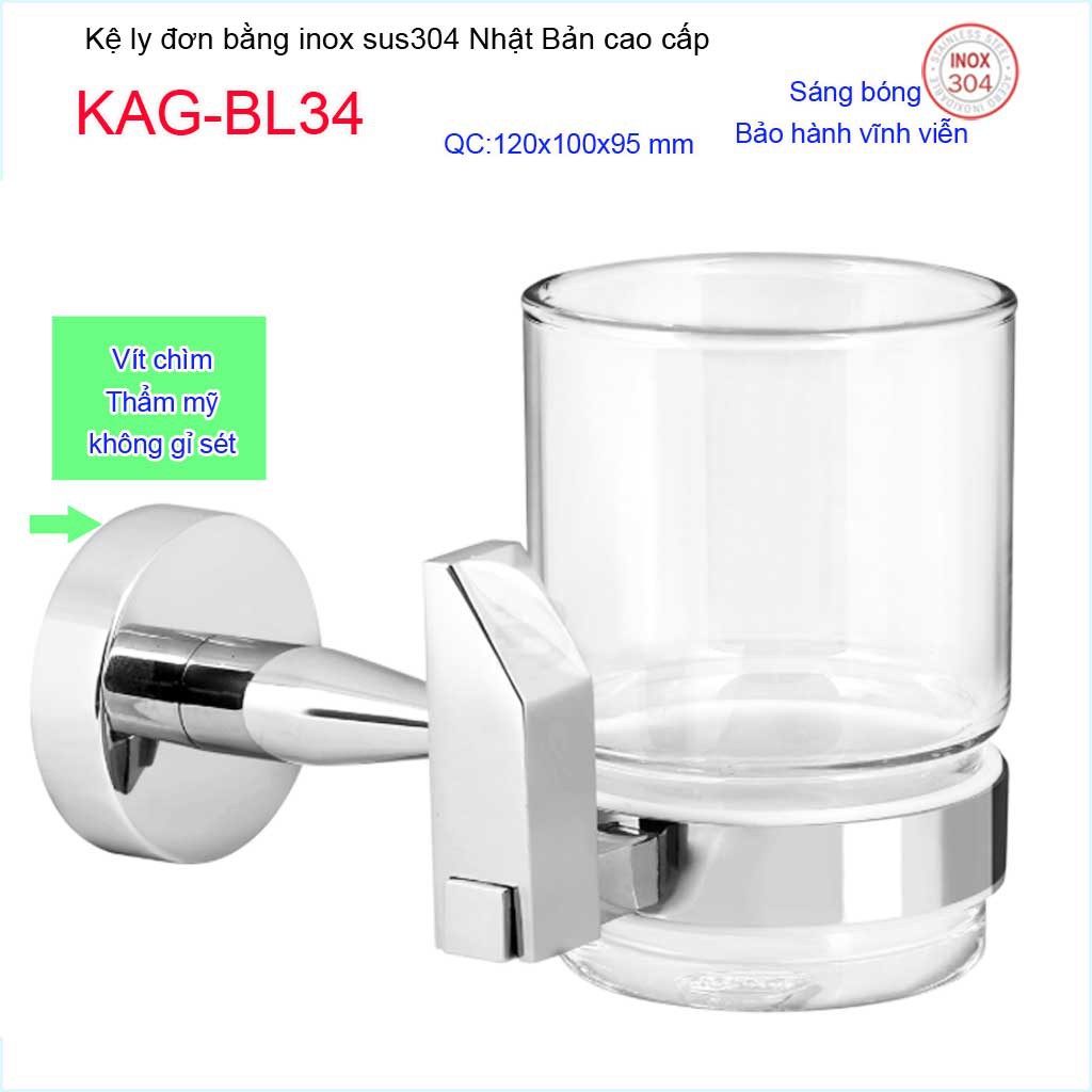 Kệ ly đơn KAG-BL34, kệ ly đôi, Kệ ly inox kace KAG-BL43, kệ để ly bàn chải inox 304 Nhật Bản KAG-BL87 KAG-BL88