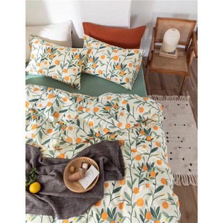 Bộ chăn ga gối poly nhập mẫu cam vàng