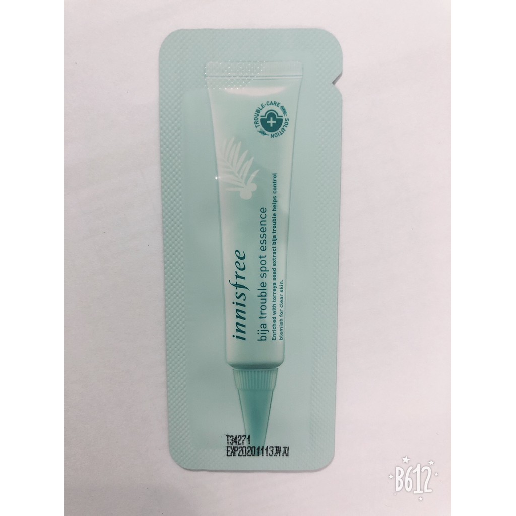 Sample Giảm mụn mờ thâm Innisfree Bija Trouble Spot Essence 1ml