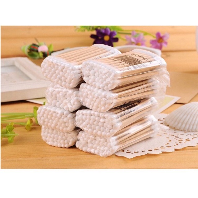 LẺ 1 gói bông tăm gỗ dùng nặn mụn , ngoáy tai
