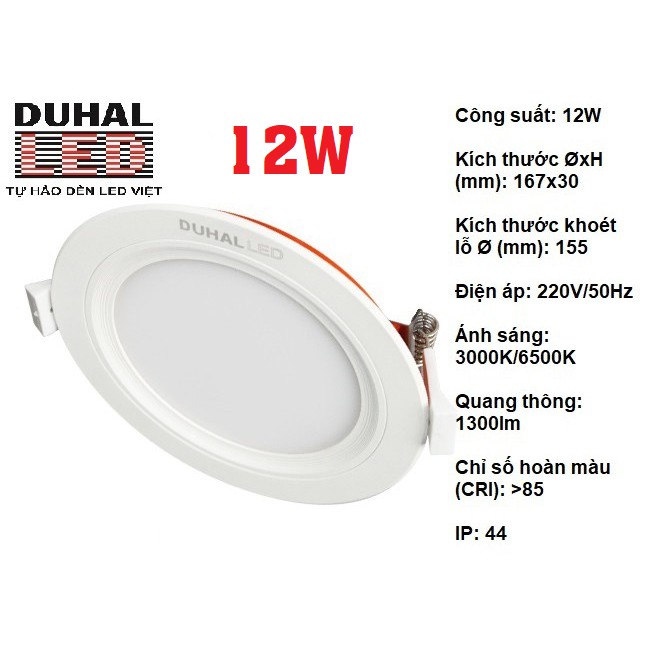 ĐÈN LED ÂM TRẦN PANEL DUHAL 12W (KDPT212)